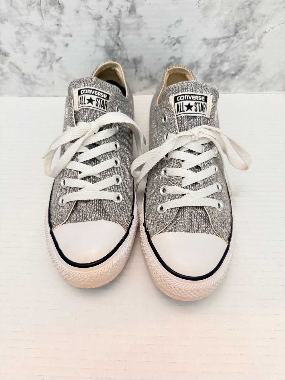 Converse Gray With Sparkle Low Top All Star Sneakers